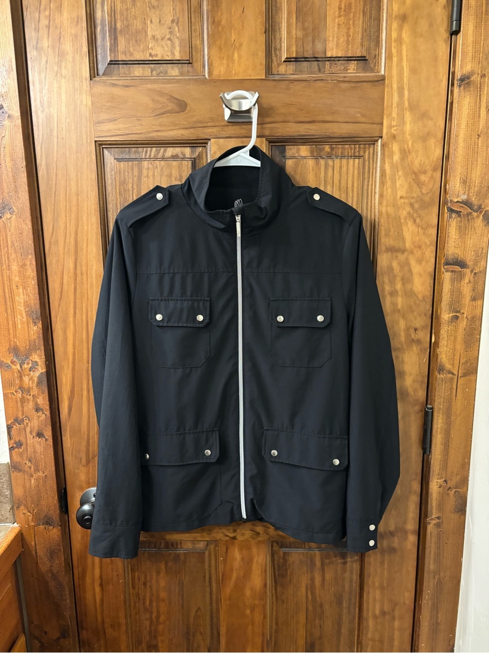 Women's Black Military Field Jacket with Zip